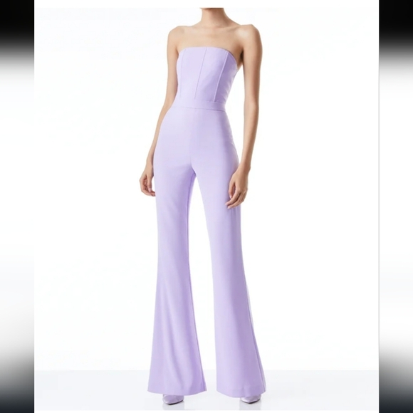 Alice & Olivia Lavender Flare Pants with Flowing Chiffon Fabric